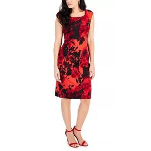 Connected Sleeveless Printed Sheath Dress Size 16 (4996)